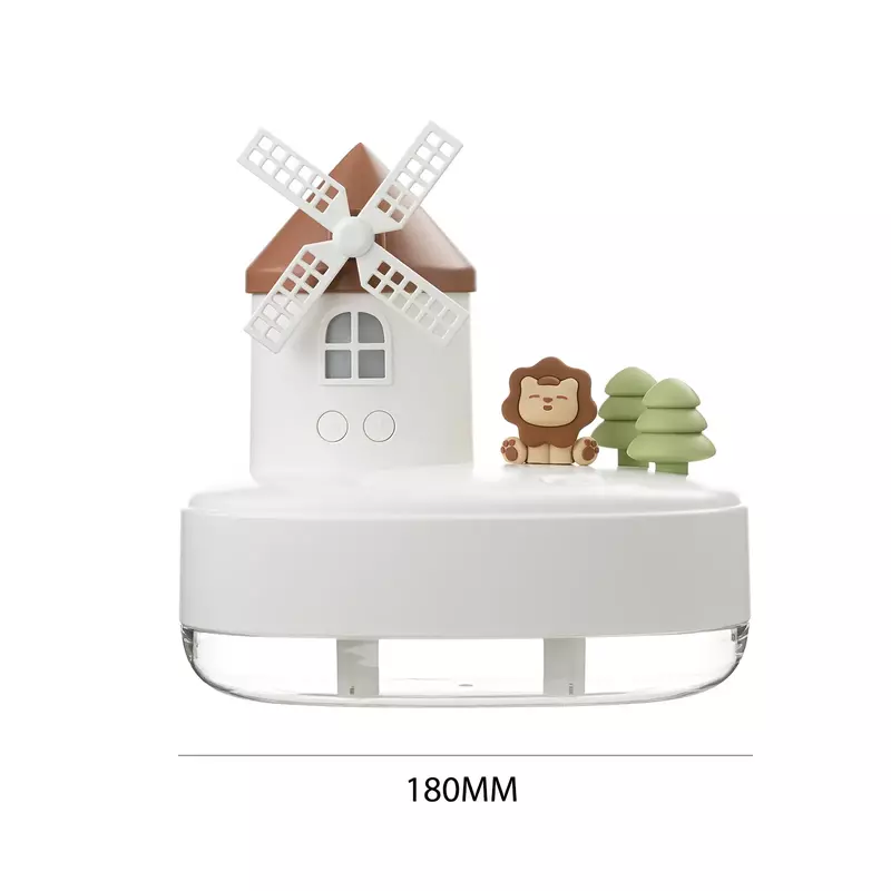 Music Windmill Shaped Air Humidifier 650ml Air Humidifier with LED Lights Purifier Mute Desktop Humidifiers Decorative Ornaments