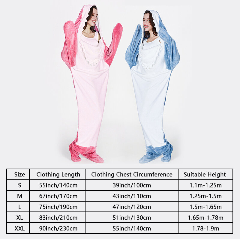 Niedliche Cartoon Hai Schlafsack Pyjamas weiche warme Hai Decke hochwertige Stoff Schal Decke für Kinder Erwachsene