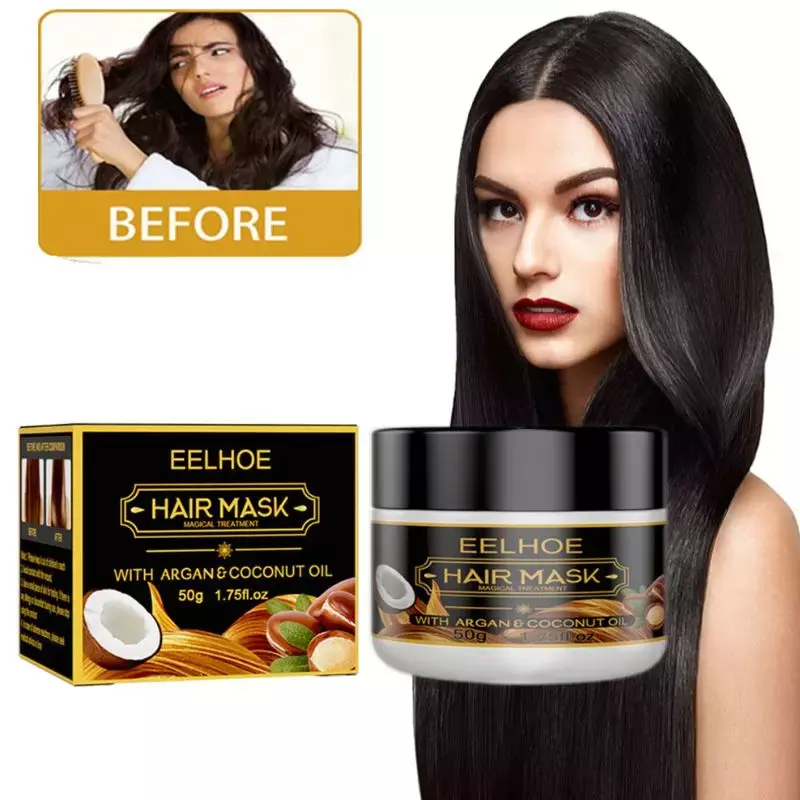 Coconut Oil Hair Mask Curl & Volume Cream Repairs Damaged Roots Nourishes Hair Scalp Treatment