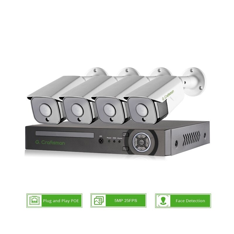 Sistema de Seguridad de cámara IP POE con detección facial, kit de videovigilancia CCTV, Audio impermeable, AI, Onvif, NVR, 25fps, 5MP