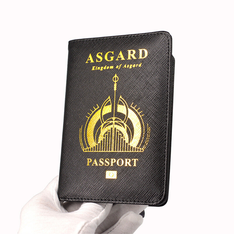 واكندا حامل جواز سفر حجب بو الجلود Asgard جواز سفر محفظة سفر يغطي الأسود لجوازات السفر