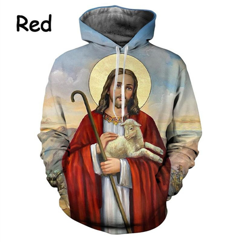 3D O Deus Jesus Impresso Hoodies para Crianças, Moletons com capuz, Streetwear, Pullovers, Roupas Harajuku, Crença Cristã Moda Gráfica