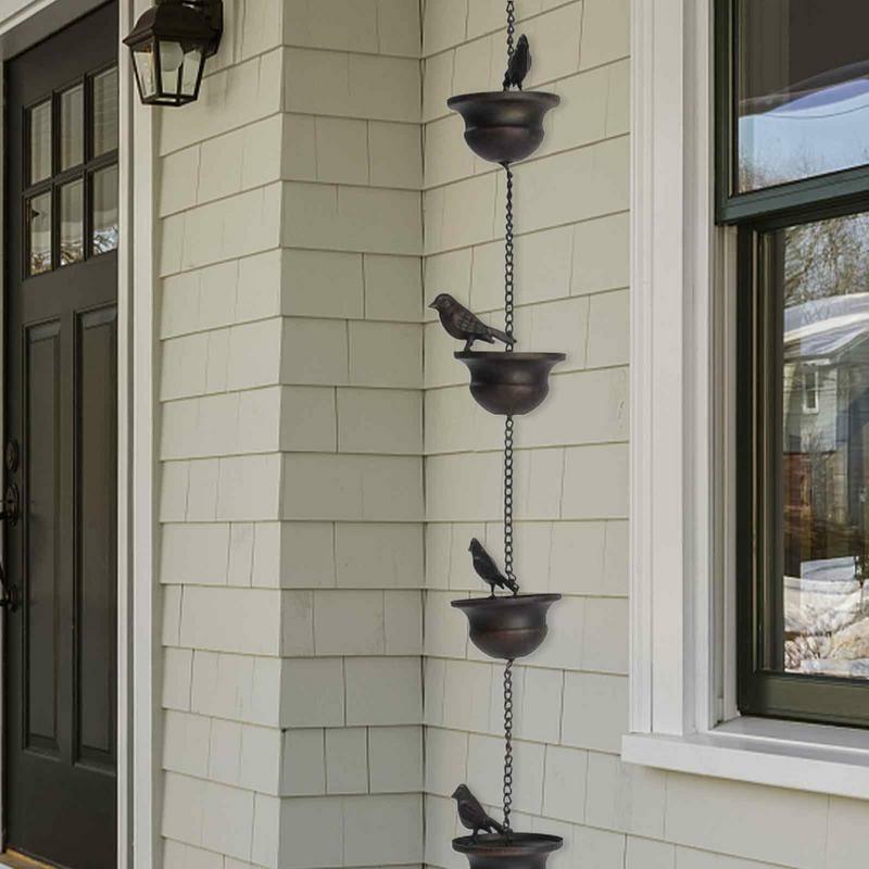 Metalowe ptaki na kubkach metalowy łańcuch deszczowy łapacz deszczowy do rynny dekoracja na dach metalowa drenaż