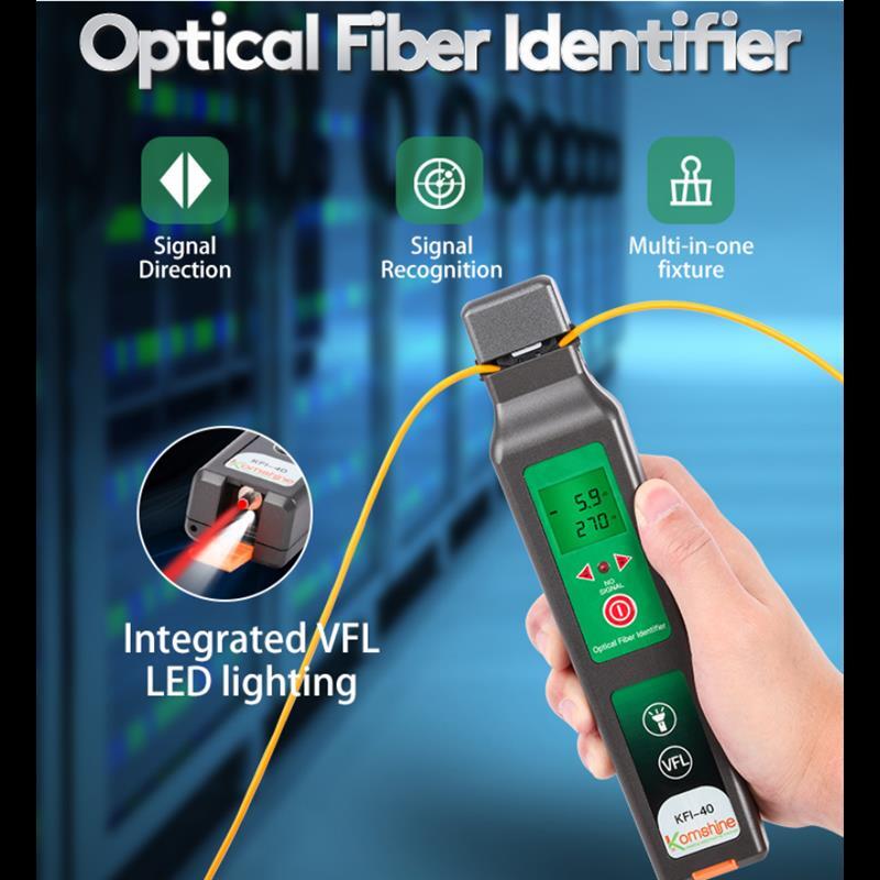 Identificador de fibra en vivo Komshine KFI-40 FTTH, Detector de Cable con función VFL, compatible con 800-1700nm