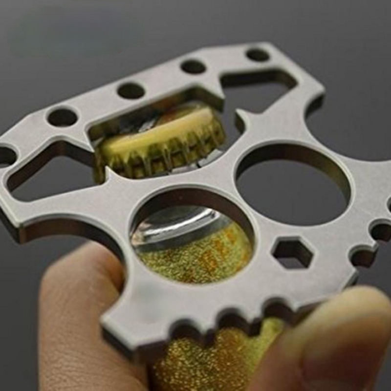 Многофункциональная мини-открывалка для пивных бутылок из нержавеющей стали, открывалка для самообороны с двумя пальцами, маленький инструмент
