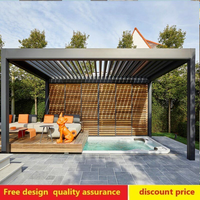 Alumínio Alloy Electric Outdoor Gazebo, Pavilhão Europeu, Villa Garden Roof, Pergola moderna, 3x3m