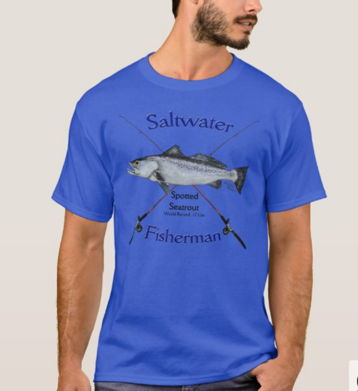 Seatrout camiseta de pescador de agua salada, regalo de pescador Camiseta de algodón para hombre, camisa de manga corta con cuello redondo, S-3XL