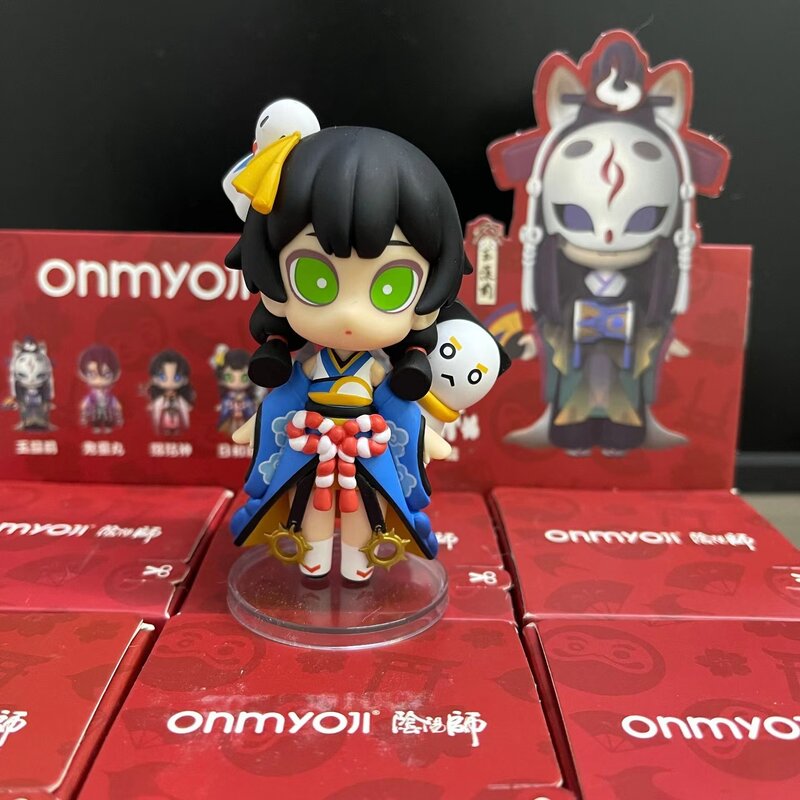 Onmyoji ชุด4โมเดลอนิเมะพวงกุญแจโลหะตุ๊กตารุ่น Q รูปรูปปั้นของเล่นเด็กของขวัญแปลกใจเครื่องประดับ Kawaii