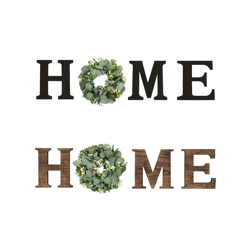Wooden Home Sign with Artificial Wreath for Christmas Decor Multifunctional