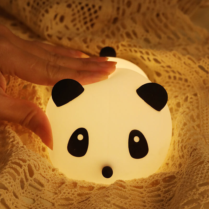 Kinder Silikon Panda Lampe Fernbedienung USB sieben Farben kleines Nachtlicht Aufladen Schlafzimmer Nacht Atmosphäre klatschen Lichter