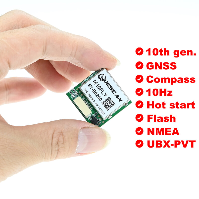 Módulo gps quescan m10 gnss m10fly 10hz com bússola para inav ardupilot betaflight sensor gps suporte gps glonass galileo beidou
