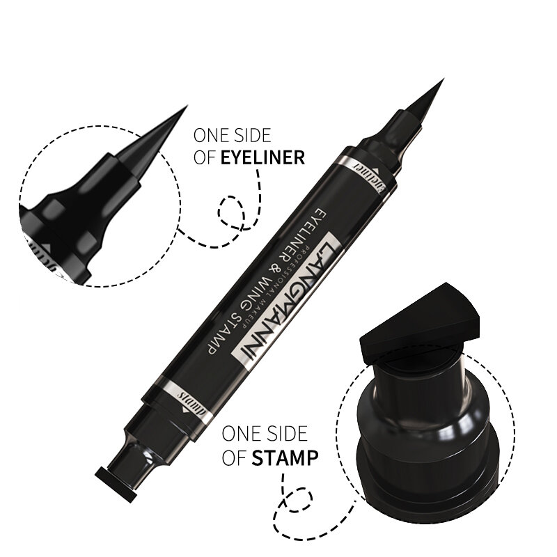Eyeliner Pen Quick Waterproof Double Head Black Long Lasting Liquid Eye Makeup Pencil Cat Style Stamp Eyeliner Makeup Tool
