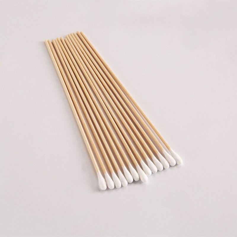 100/200Pcs 6 Inch Long Wooden Handle Cotton Swabs Single-Head Cleaning Sterile Sticks Applicator for Wound Clean Drop Shipping