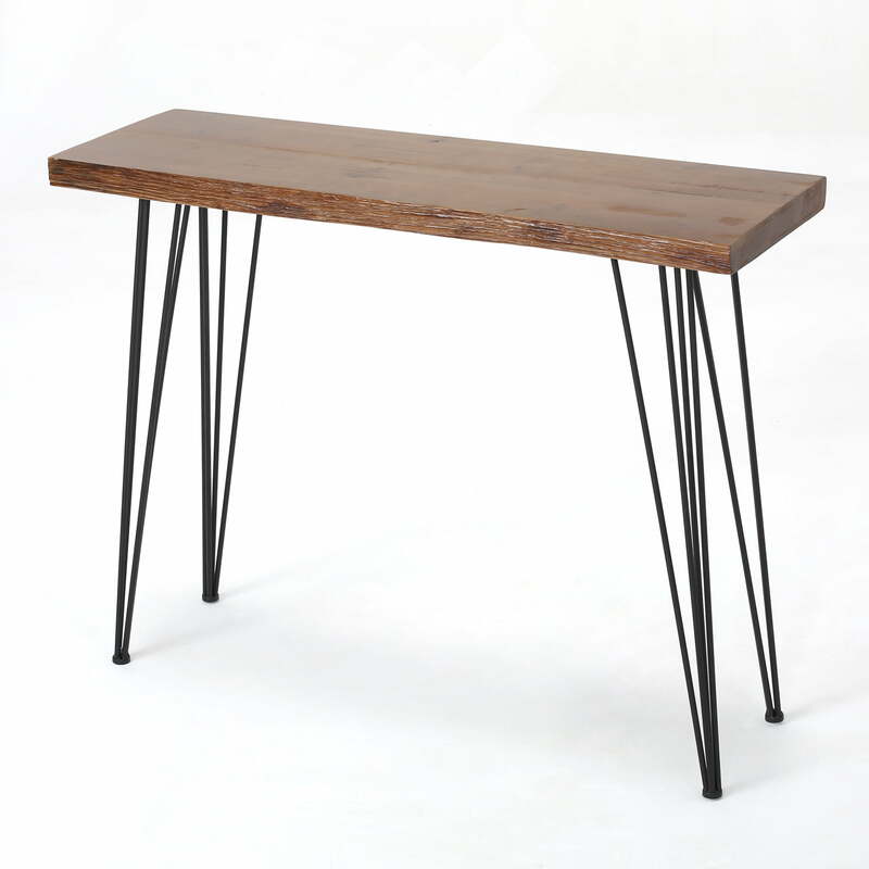 Industrial Faux Live Edge Rectangular Bar Table Kitchen Bistro Pub Table, Natural Finish