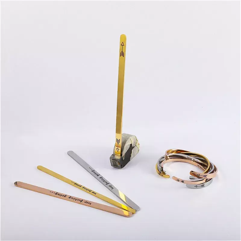 Браслет-манжета из нержавеющей стали, браслет-пруток, для самостоятельного изготовления ювелирных изделий, лазер браслет с гравировкой