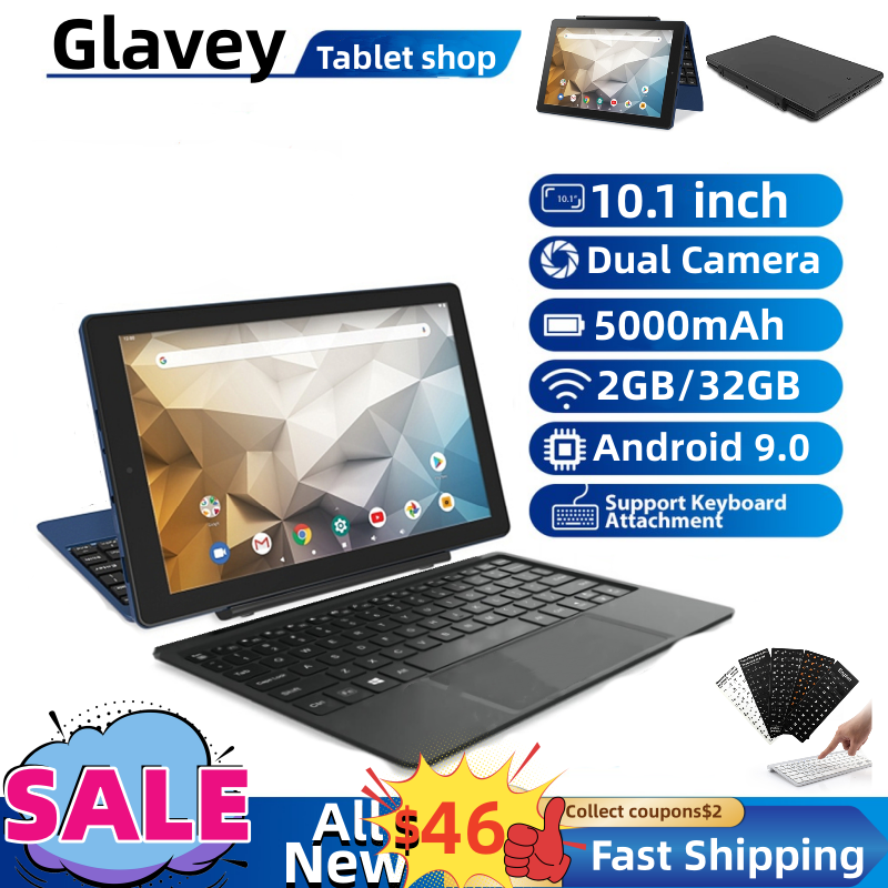 Glavey-Tableta de 10,1 pulgadas con Android 10, Tablet con WIFI, 2GB de RAM, 32GB de ROM, cámara Dual RCT, batería de 5000mAh, cuatro núcleos, pantalla IPS de 1280x800
