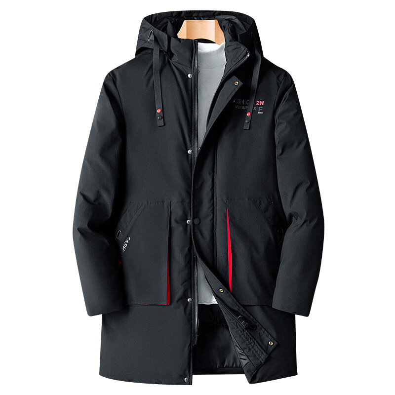 Jaket Parka musim dingin pria, mantel ukuran besar jaket Parka musim dingin hitam abu-abu klasik hangat ukuran besar 2024