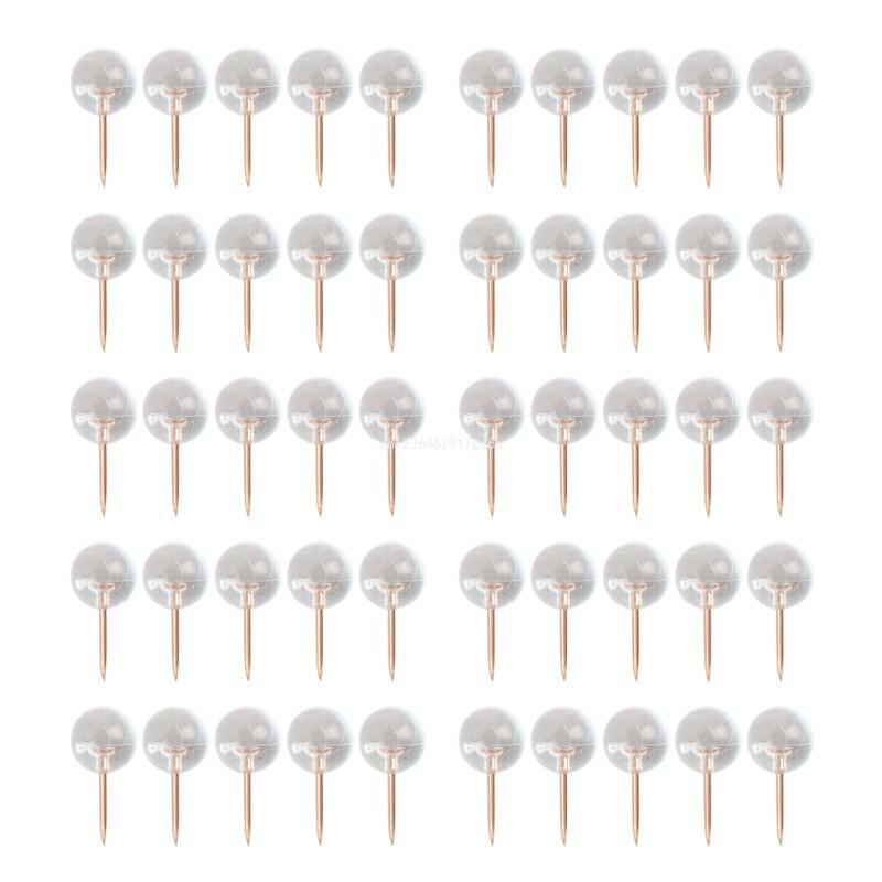50/100PCS Ball-shape Pushpin Map Pin I-shape Push Pins for Cork Board, Clear Sewing Pin with Clear Box for Fabric Dropship