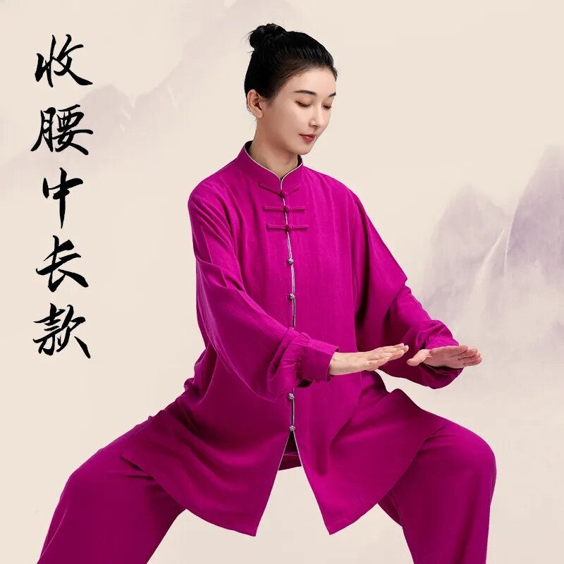 Uniforme de artes marciales chinas vintage, ropa de tai chi, algodón transpirable, lino, wushu, ropa de ejercicio, conjunto de top y pantalones kungfu, 2024