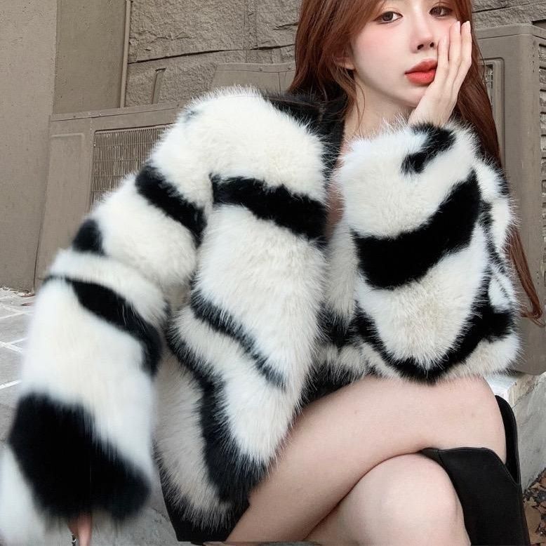 Moda Casual pelliccia sintetica spessa donna soprabito elegante cappotto 2023 inverno manica lunga femminile addensato solido Cardigan Top C65
