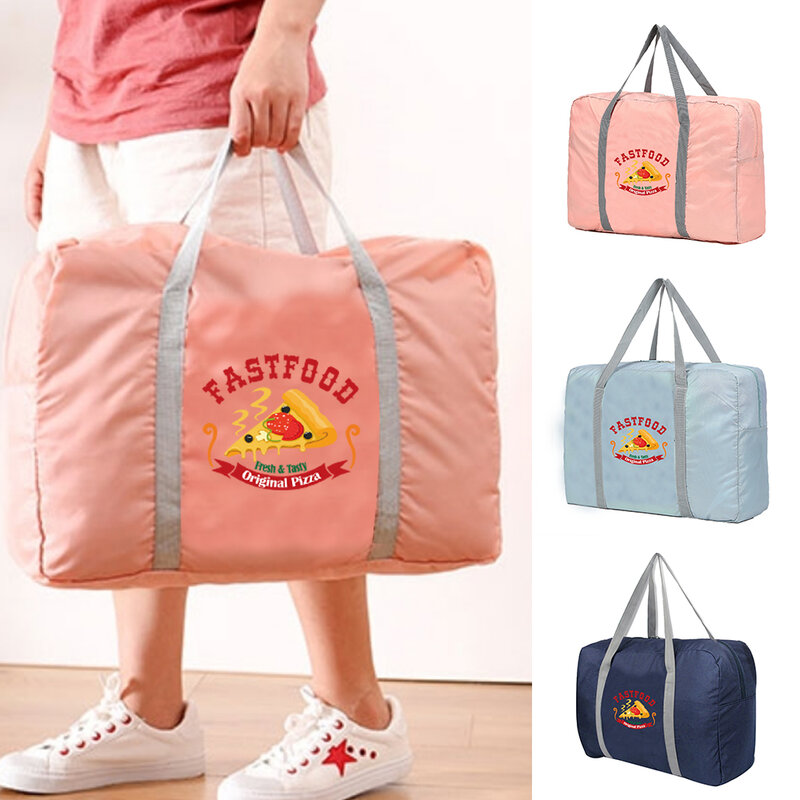 Große Kapazität Gepäck Tasche Handtasche Reisetaschen Männer Kleidung Organisieren Reisetasche Frauen Lagerung Taschen Köstliche Pizza Druck