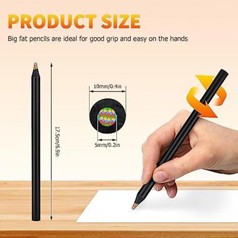 12 buah Kit pensil pelangi kayu hitam 12 aneka warna dewasa anak menggambar mewarnai sketsa perlengkapan seni pensil warna-warni
