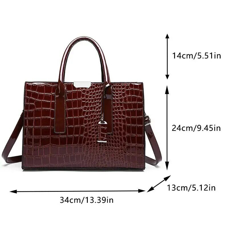 クロコダイルプリント女性ハンドバッグ財布トートバッグ調節可能ストラップトップハンドルバッグ大容量クロスボディバッグ仕事旅行ギフト