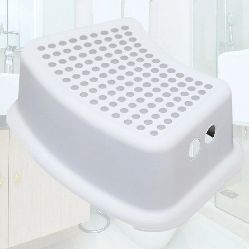 Plastic Anti Step Stool Children Bathroom Foot Stool Bath Toilet Stool for Home (White)