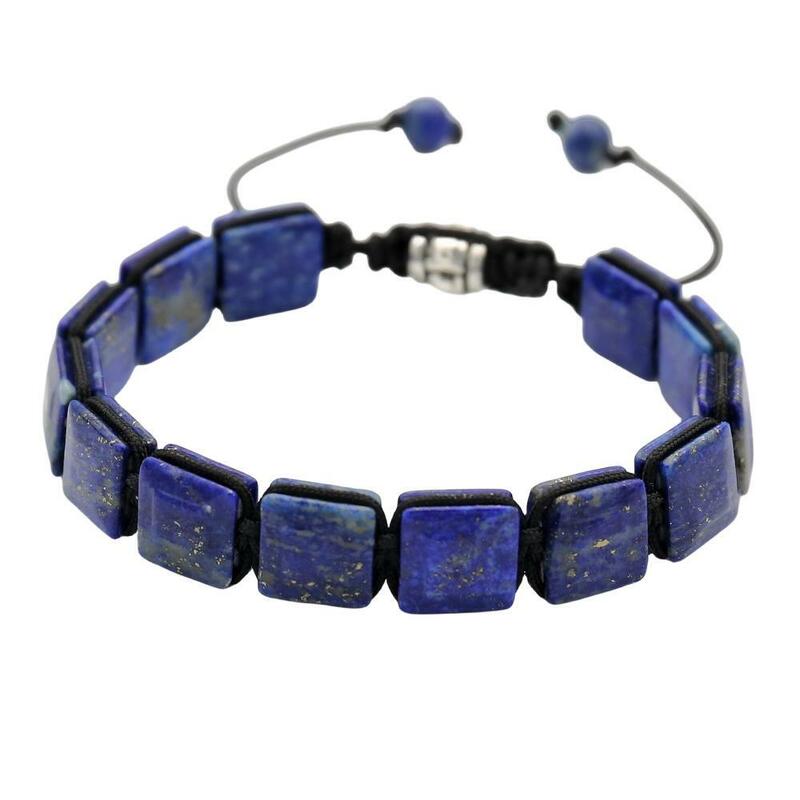 Pulsera trenzada de piedra Natural de lapislázuli para hombre y mujer, brazalete de la amistad, joyería hecha a mano, estilo bohemio y Punk, 10MM