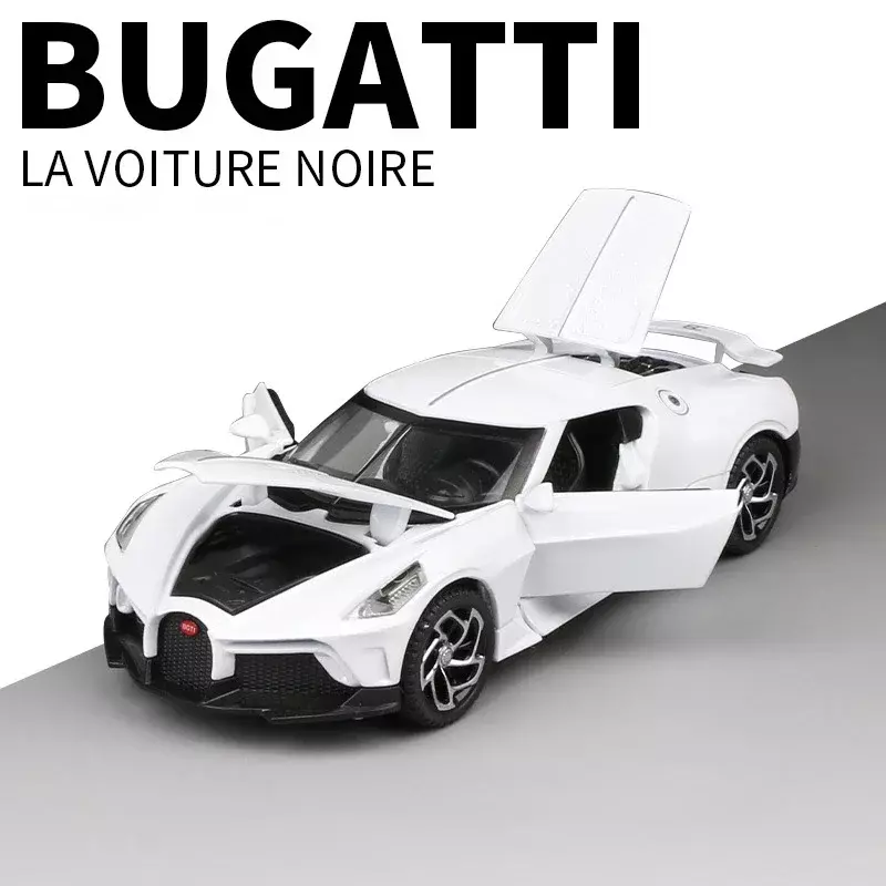 Gugatti la voiture noire-子供のための合金モデルの車のおもちゃ,金属,音と光,再生車両,1:32