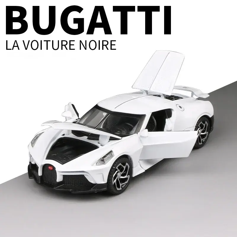 لعبة سيارة طراز Bugatti La Voiture Noire-سبيكة للأطفال ، معدن دييكاست ، صوت وخفيف ، مركبة سحب للخلف ، ،