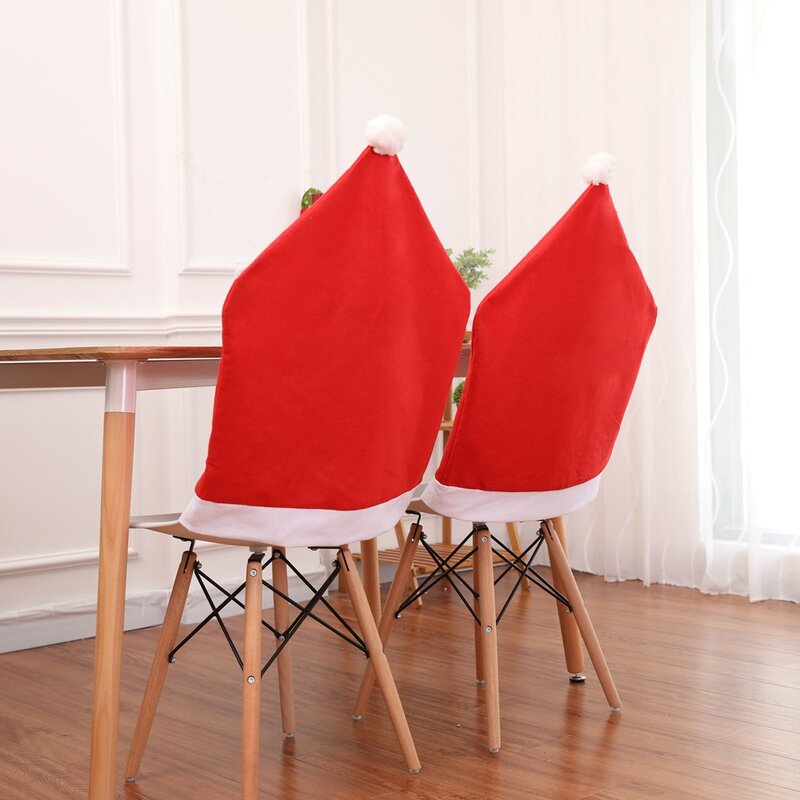 Good Quality Chair Sets Red Christmas Hats Non-Woven Fabric Supplies