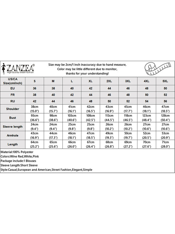 ZANZEA 여성용 캐주얼 루즈 컬러블록 튜닉, 러플 반팔 블라우스, 라운드넥 셔츠, 우아한 할로우 아웃 상의, 2024 여름