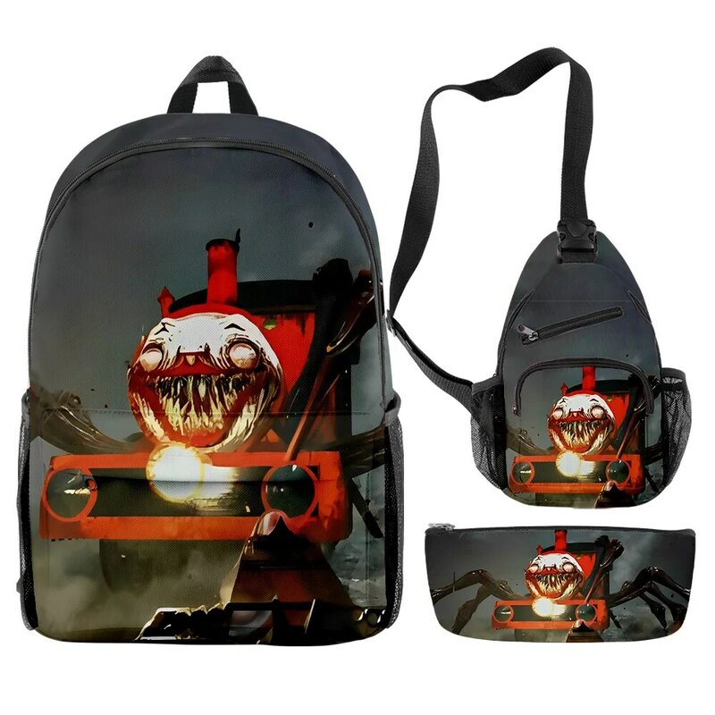 Choo-Choo Charles Merch Backpack Game 3DPrint Daypacks 3 Pieces Sets Zipper Rucksack Shoulder Bag Pencil Bag