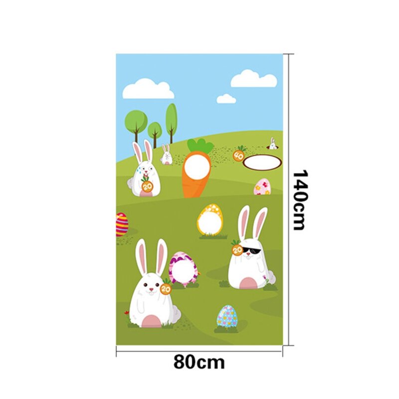 Easter Toss Game Flag Easter Day Rabbit Toss Flag Bunny Themed Banner Bean Bag Toss Banner Carnival Kid Toy A