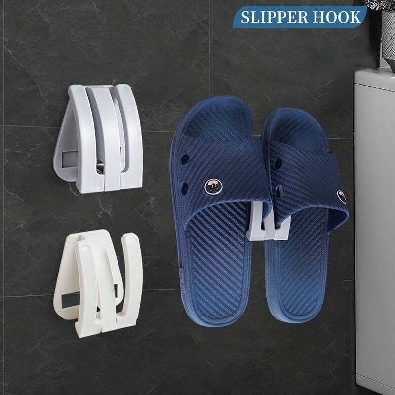 Estante para zapatillas sin perforaciones, organizador de baño duradero para ahorrar espacio, soporte para zapatillas, gancho para zapatos montado en la pared