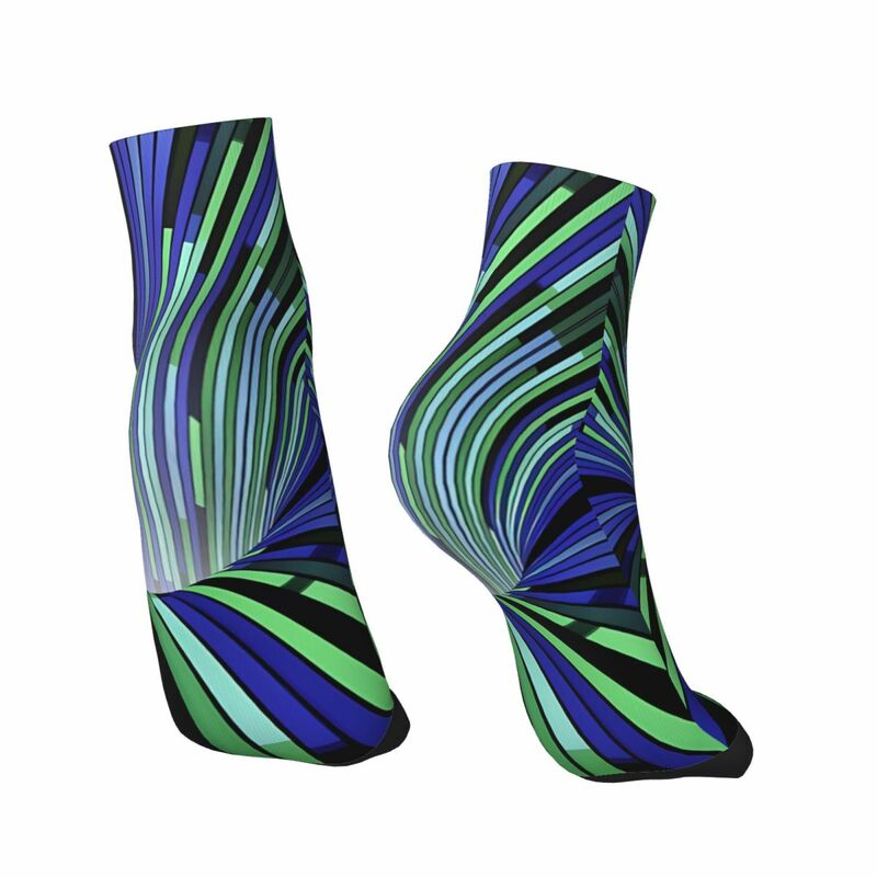 Happy Men's Ankle Socks Abstract 3D Vortex Illusion Harajuku Casual Crew Sock Gift Pattern Printed