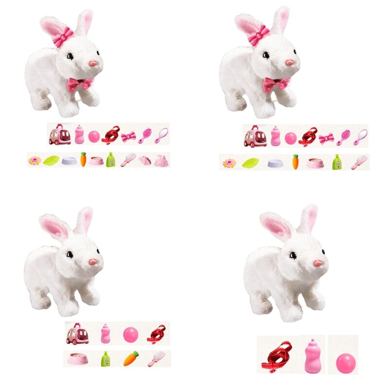 محاكاة لعبة الأرنب القطيفة للطفل تعلم الزحف على شكل أرنب تفاعلي إلكترونيًا للحيوانات الأليفة يمشي على شكل حيوانات لعبة أطفال