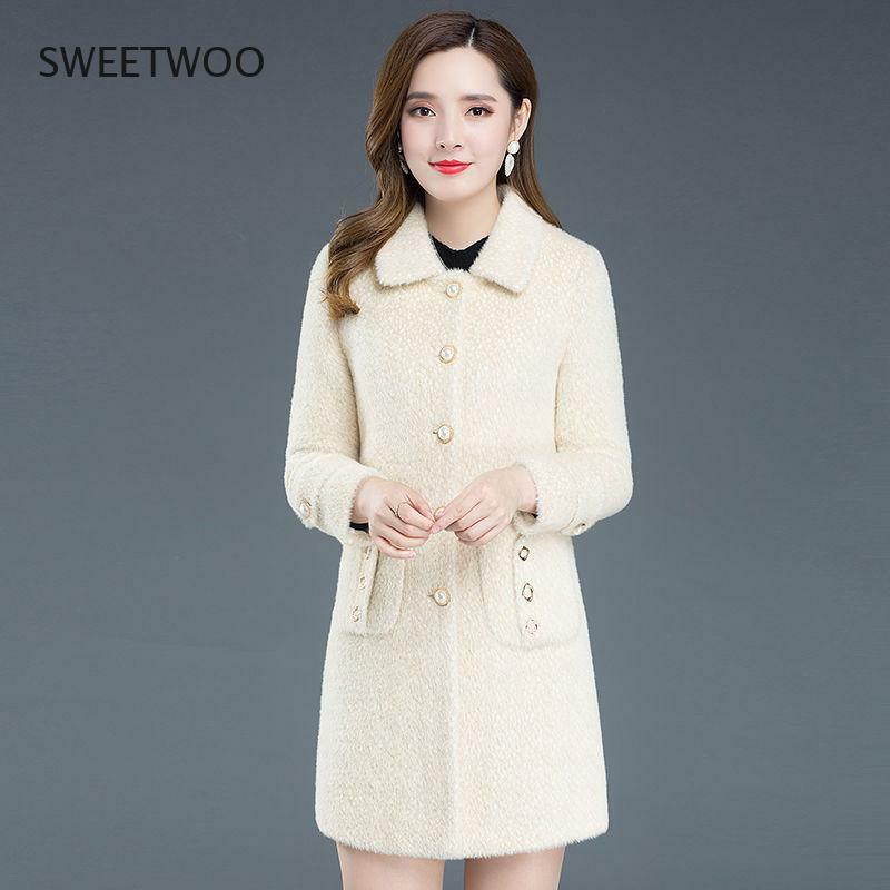 2022 novo casaco de lã moda casaco de lã casacos de lã feminino imitação vison veludo jaqueta outono inverno