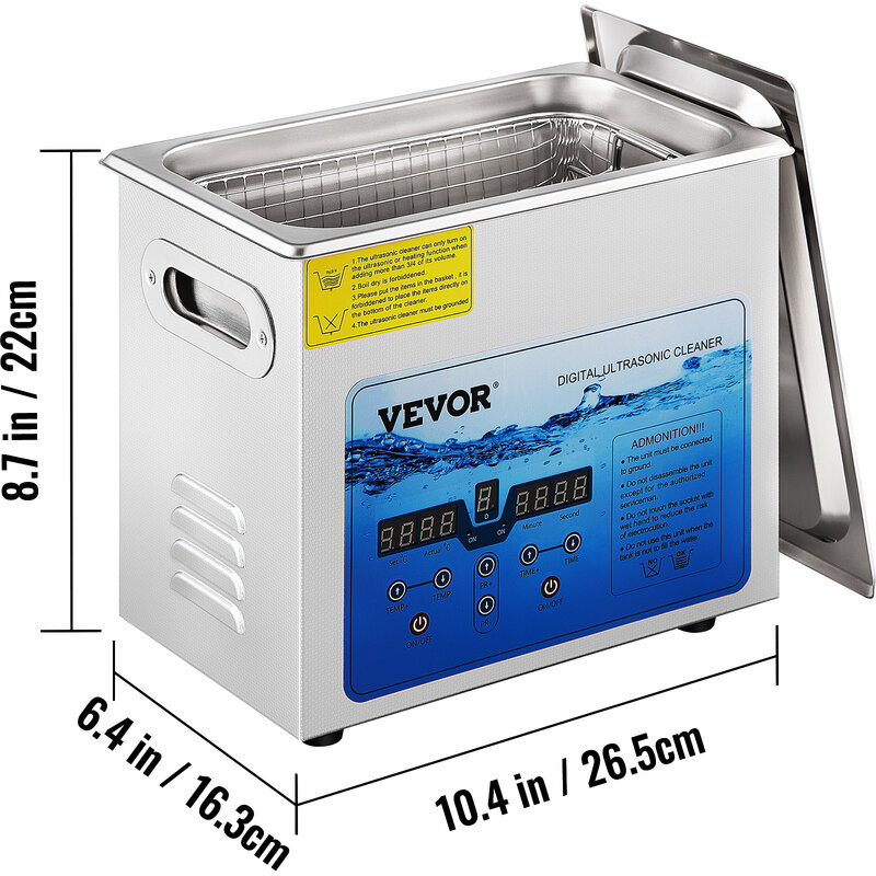 VEVOR-limpiador ultrasónico portátil, minilavadoras de platos de frecuencia ajustable, 3L, 6L, 10L, 15L, 36-40KHz, electrodoméstico