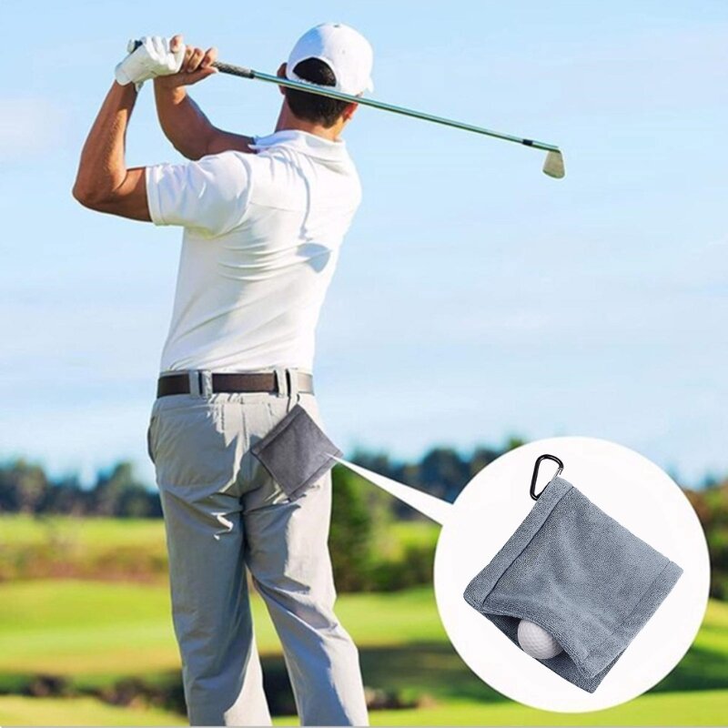 Полотенце для гольфа с карабином для сумки для гольфа Упражнения на поле для гольфа Йога Кемпинг
