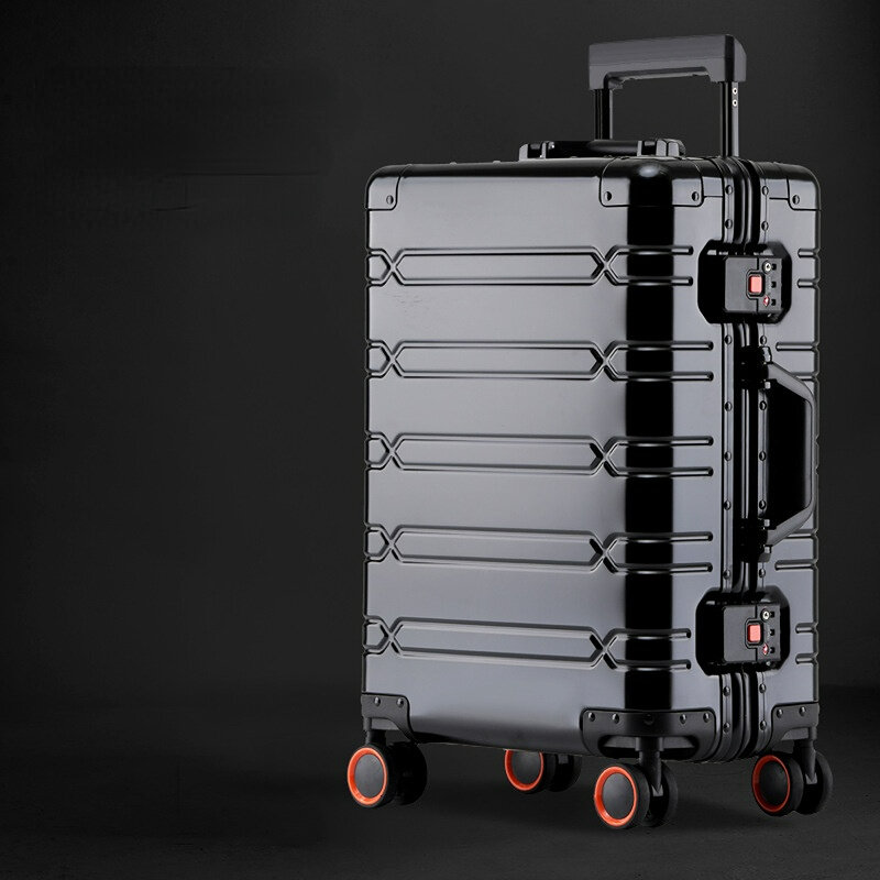 Volledig Aluminium-Magnesiumlegering Reiskoffer Heren Zakelijke Rolbagage Op Wielen Trolleybagage Handbagage Cabinekoffer