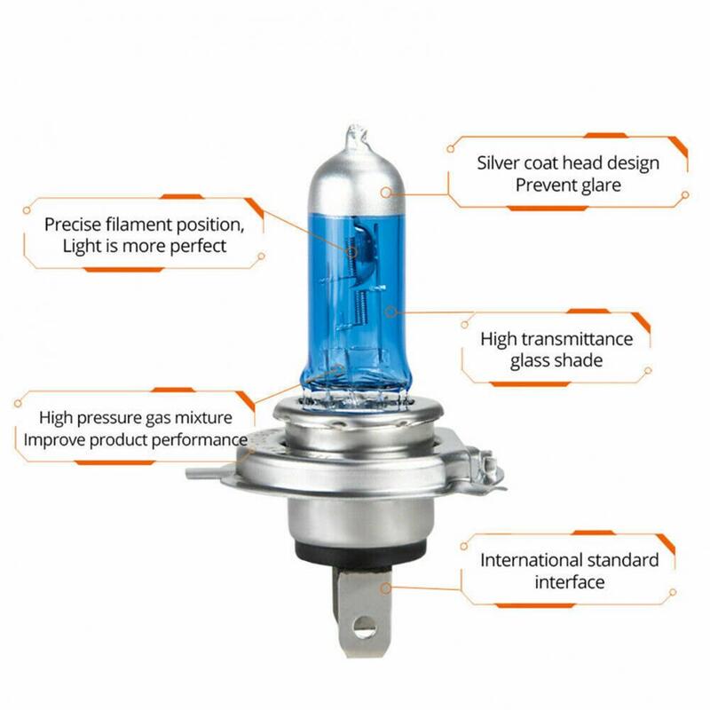 4Pcs Useful Car Halogen Front Light Replaceable Car Halogen Light Longer Service Time 100W Car Halogen Headlight  Wide Angle