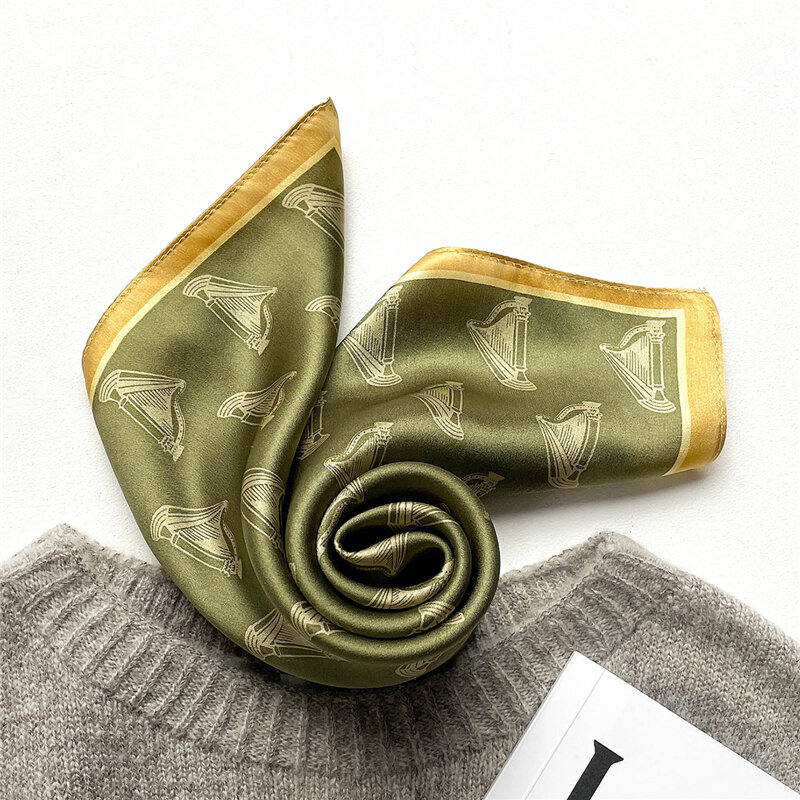 Bufanda cuadrada pequeña de seda 100% Natural para mujer, pañuelo con estampado a la moda, bandas para el pelo, Fular de lujo, Bandana femenina