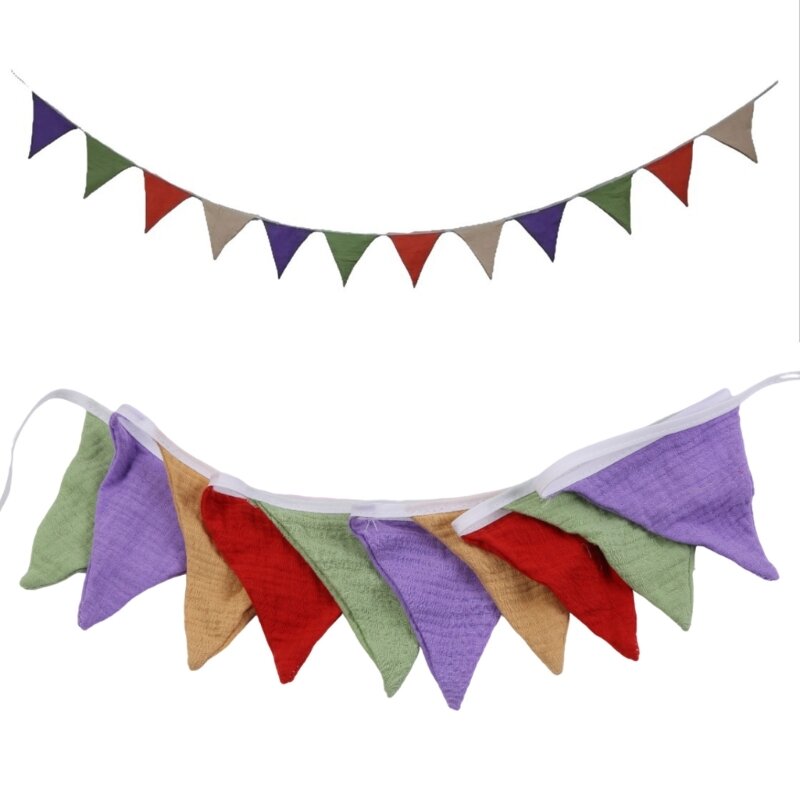 Decorative Flags Cotton Pennant Children Room Bunting Cotton Bunting for Newborn Baby Photography Room Decoration