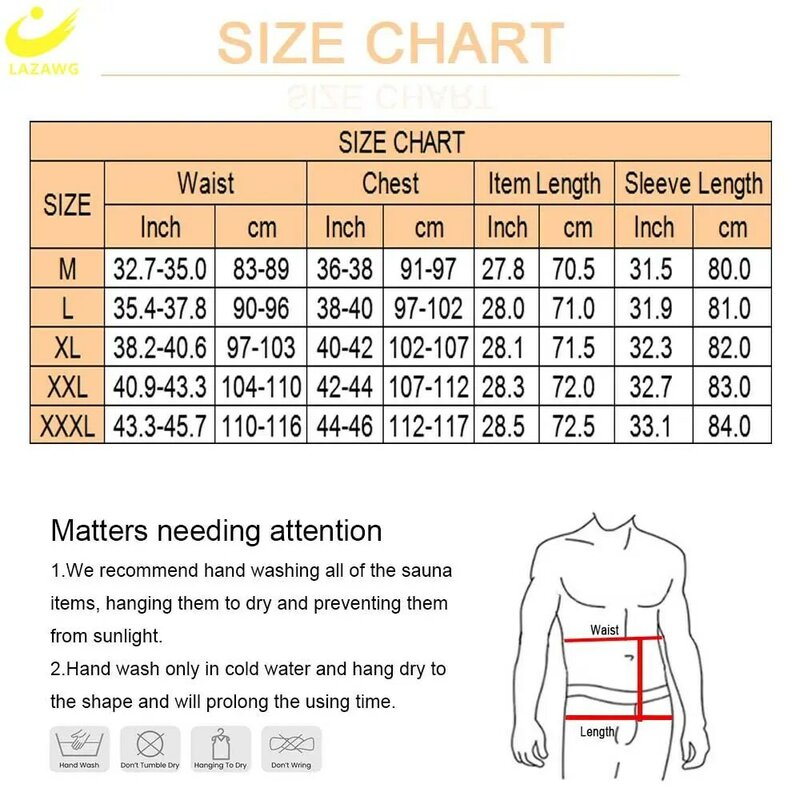 LAZAWG Sauna Suit for Men Sweat Leggings Pants Weight Loss Set Jacket Workout Slimming Top Trousers Body Shaper Fat Burner Gym