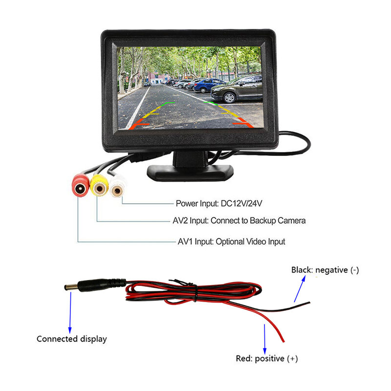 Carro Invertendo Kit Sistema de Estacionamento sem Câmera, ABS, DC, 9V-36V, 4.3 "TFT, Monitor LCD Retrovisor