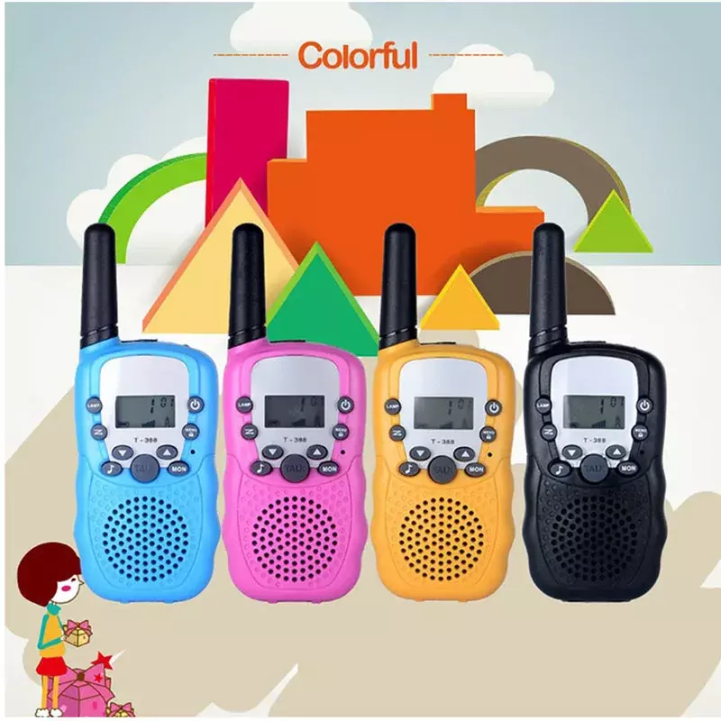A Pair T388 Wireless Kids Walkie Talkie Portable Handheld Radio 0.5W UHF 462-467MHz 22CH Long Range Two Way Radio for Children