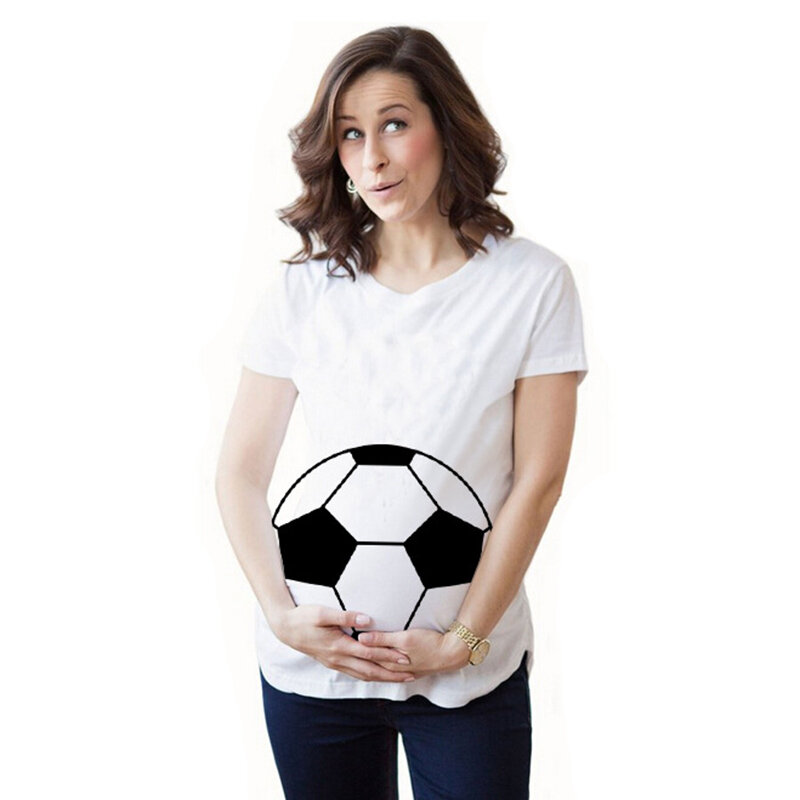 Nowa mama w ciąży Cartoon wydrukowano w ciąży T Shirt macierzyński z krótkim rękawem T-shirt ciąża ogłoszenie topy koszula koszulka damska