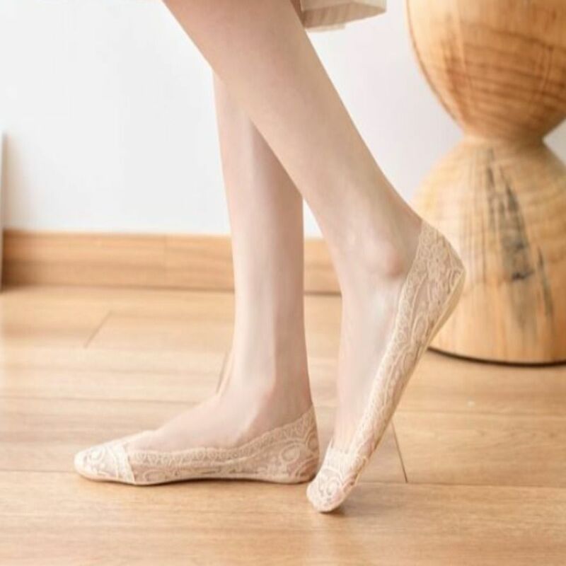 Atmungsaktive anti bakterielle Mode Baumwolle atmungsaktive Sommers pitze unsichtbare Socken Silikon rutsch feste Socken Boots socken